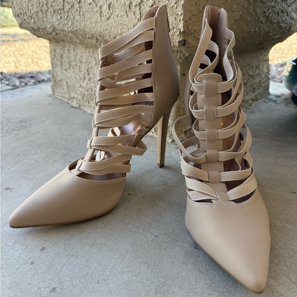 Glaze Shoes - Glaze Strappy Nude Stiletto Heels